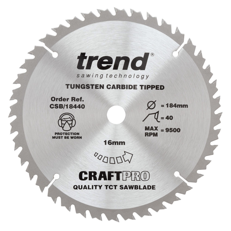 TREND TREND CSB/18440 184mm x 16mm 40T Craft Saw Blade