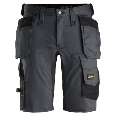 SNICKERS 6141 Steel Grey/Black AllRoundWork Holster Pocket Stretch Shorts