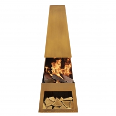 Dellonda Outdoor Chiminea Fireplace Heater Firewood Storage - Corten Steel