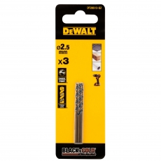 DEWALT DT20513-QZ 2.5mm Black Gold HSS Drill Bit 3 Pack DEWALT DT20513-QZ 2.5mm Black Gold HSS Drill Bit 3 Pack