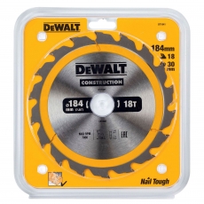 DEWALT DT1941 184x30mm 18T Construction Circular Saw Blade AC