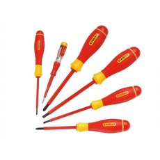 STANLEY 0 65 443 FatMax 6 Piece VDE Screwdriver Set - Parallel/Pozi