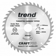 TREND CSB/19040 190mm x 30mm 40T Craft Saw Blade