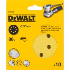 DEWALT DT3103QZ 125mm 80G Velc Sanding Disc 10 pack