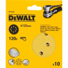 DEWALT DT3105QZ 125mm 120G Velc Sanding Disc 10 pack