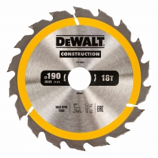 DEWALT DT1943 190x30mm 18T Construction Circular Saw Blade AC