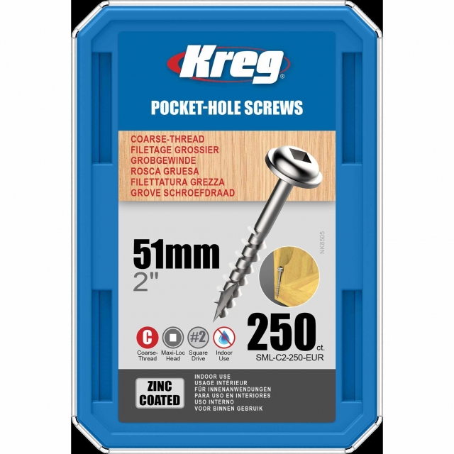 KREG KREG SML-C2-250-INT 51mm No.8 Coarse Washer Head Screws 250pk
