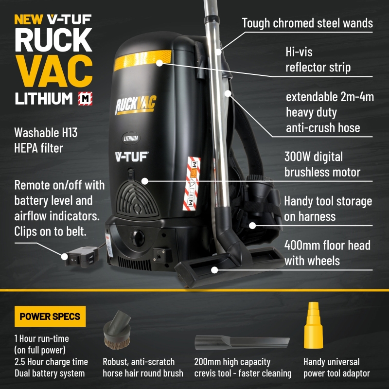 V-TUF V-TUF RUCKVAC M-Class 36v Cordless Back Pack Vacuum