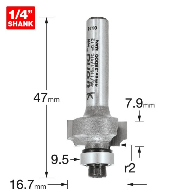 TREND TREND 46/116X1/4TC B/Guided Ovolo 16.7mm x 2mm
