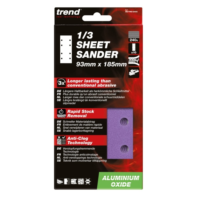 TREND TREND AB/THD/240A Sand Sheet 93x185mm 240G 10pk