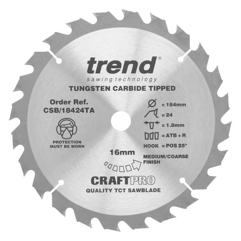 TREND TREND CSB/18424TA 184mm x 16mm 24T Crt Saw Blade