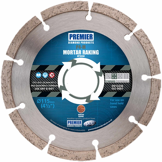 PREMIER DIAMOND PREMIER DIAMOND DP15555 125mmx22.2mm P4-M Diamond Blade for Mortar Raking
