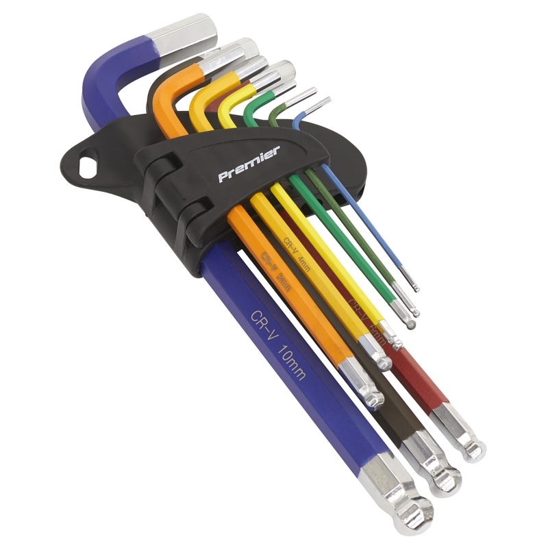 SEALEY SEALEY AK7190 9 piece Colour Code Metric Long Hex Key Set