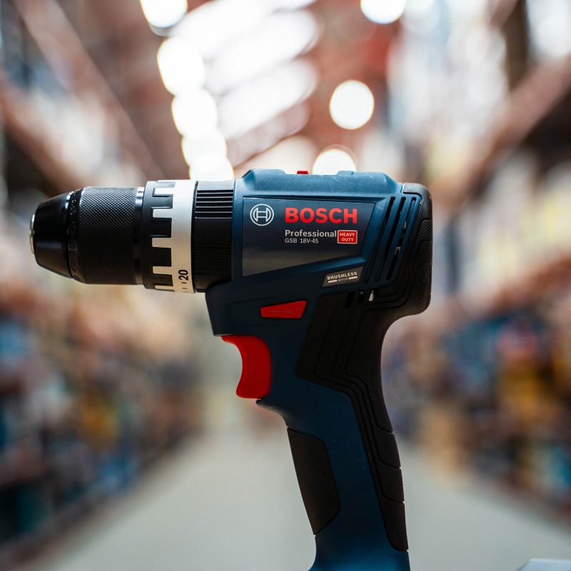 BOSCH BOSCH GSB18V-45 18v Brushless Combi Drill with 2x2ah Batteries and LBoxx