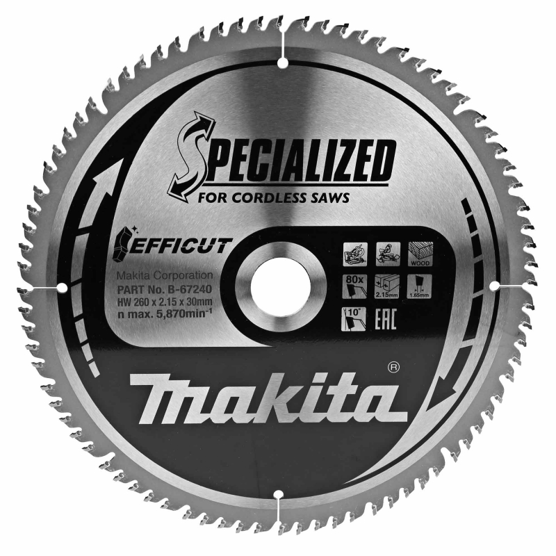 MAKITA MAKITA B-67240 260x30mm 80T Efficut Saw Blade