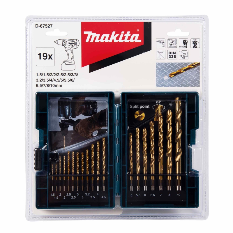 MAKITA MAKITA D-67527 19 piece HSS-Tin Metal Bit Set