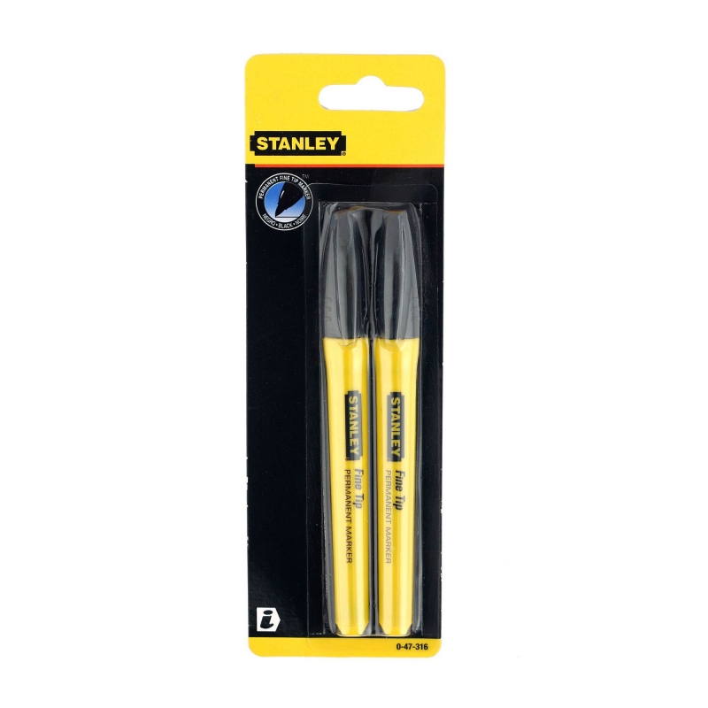 STANLEY STANLEY 0 47 316 Black Fine Tip Perm Marker 2 pack