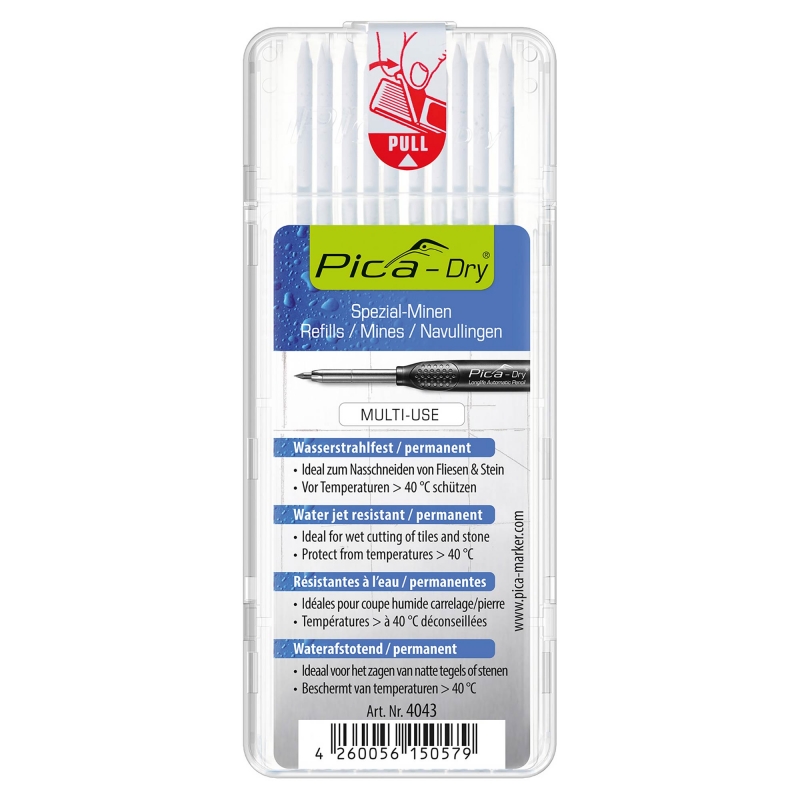 PICA PICA PICA4043 Dry Pencil Refills - White 10pk