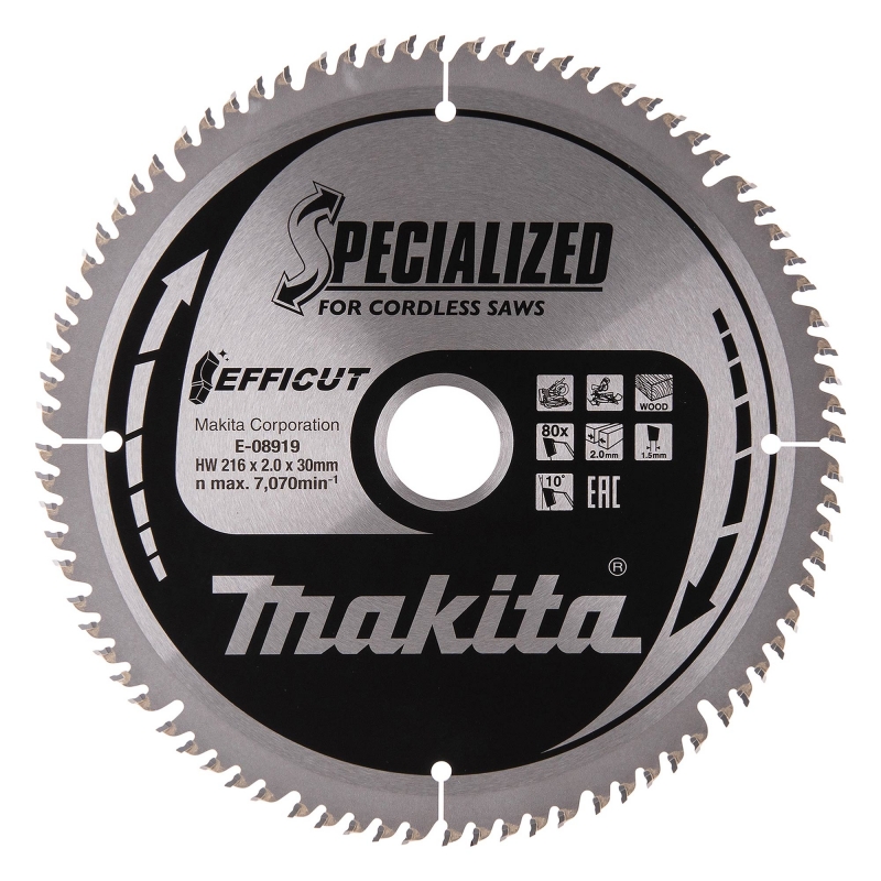 MAKITA MAKITA E-08919 216mm x 30mm 80T TCT Efficut Saw Blade