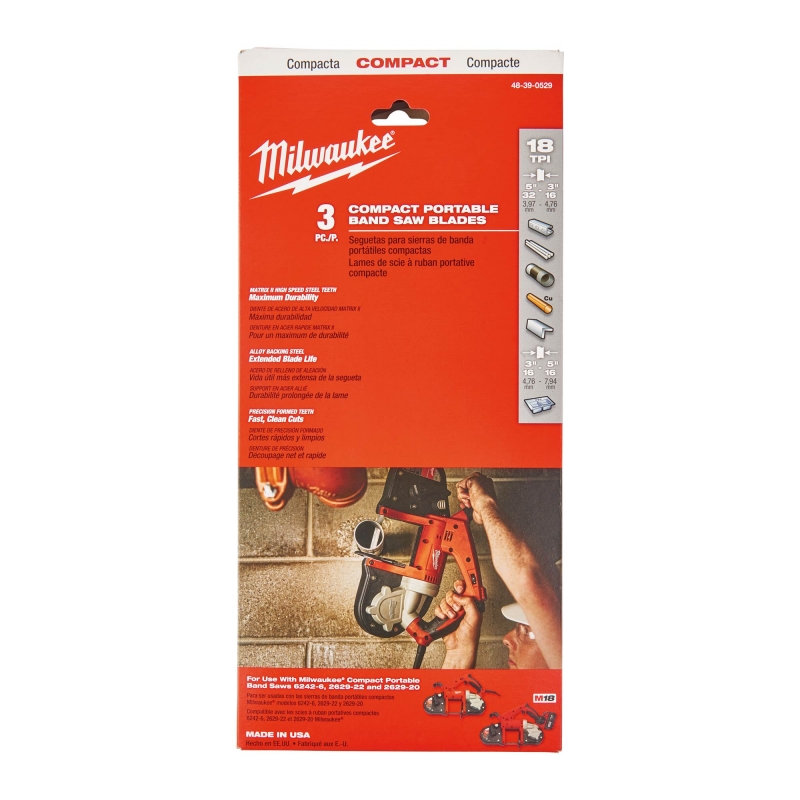 MILWAUKEE MILWAUKEE 48390529 900mm 18TPI Bandsaw Blades 3 pack.
