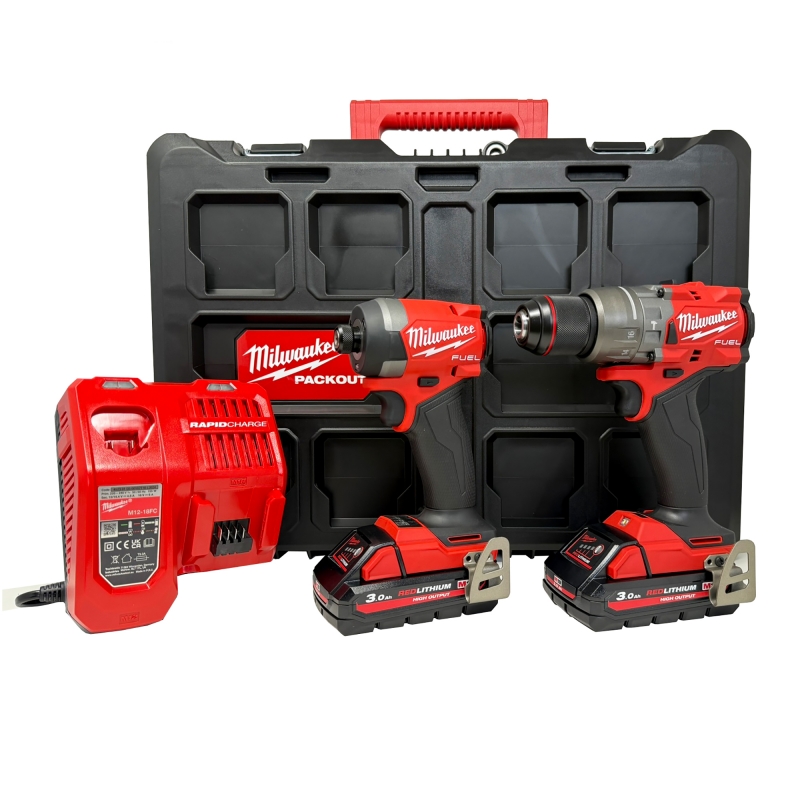 MILWAUKEE MILWAUKEE M18FPP2A3-302P M18 Fuel Combi/Impact Driver Twin Pack with 2 x 3Ah Batteries