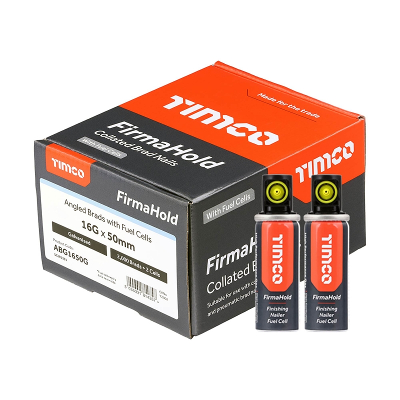 TIMCO TIMCO ABG1650G 50mm 16G Angled Brads (Qty 2000) Plus 2 Fuel Cells