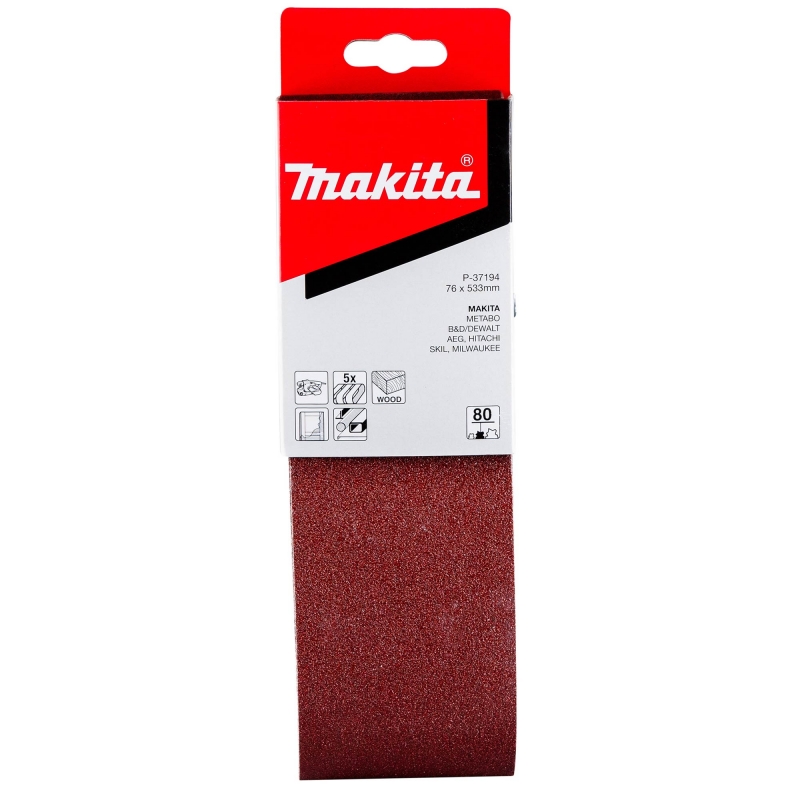 MAKITA MAKITA P-37194 76x533mm 80g Sanding Belts 5 pack