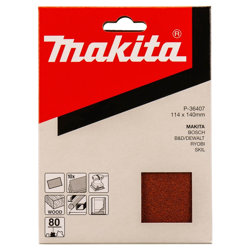 MAKITA MAKITA P-36407 114x140mm 80g Sanding Sheets 10 Pack