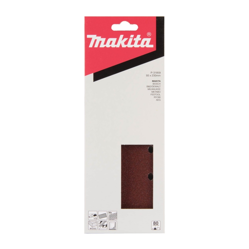 MAKITA MAKITA P-31859 93x230mm 80g Sanding Sheets 10 Pack