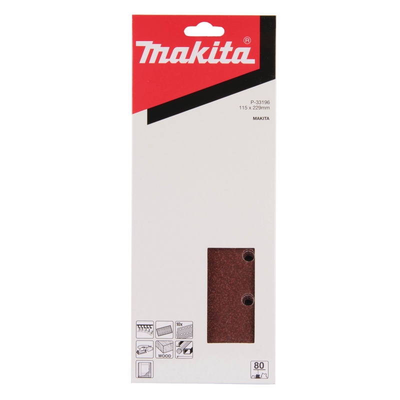 MAKITA MAKITA P-33196 115x229mm 80g Velcro Sanding Sheets 10 Pack