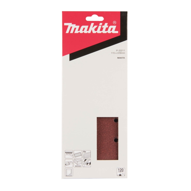 MAKITA MAKITA P-33211 115x229mm 120g Velcro Sanding Sheets 10 Pack