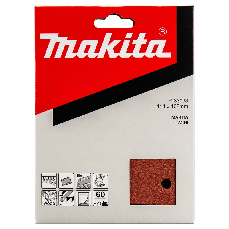 MAKITA MAKITA P-33093 114x102mm 60g Velcro Sanding Sheets 10 Pack