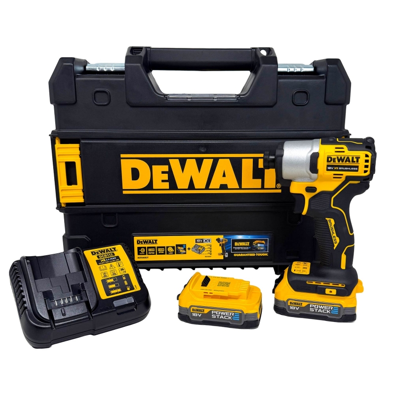 DEWALT DEWALT DCF840E2T 18v Compact Impact Driver with 2x Powerstack Batteries