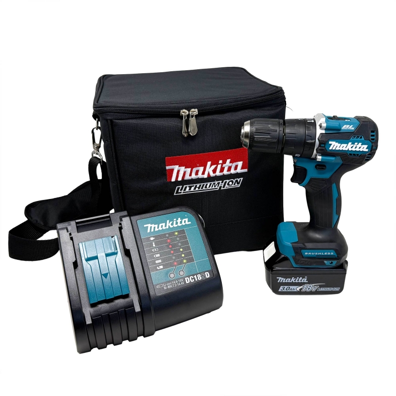 MAKITA MAKITA DHP487SF 18v Brushless Combi Drill with 1x3ah Battery in a Cube Bag
