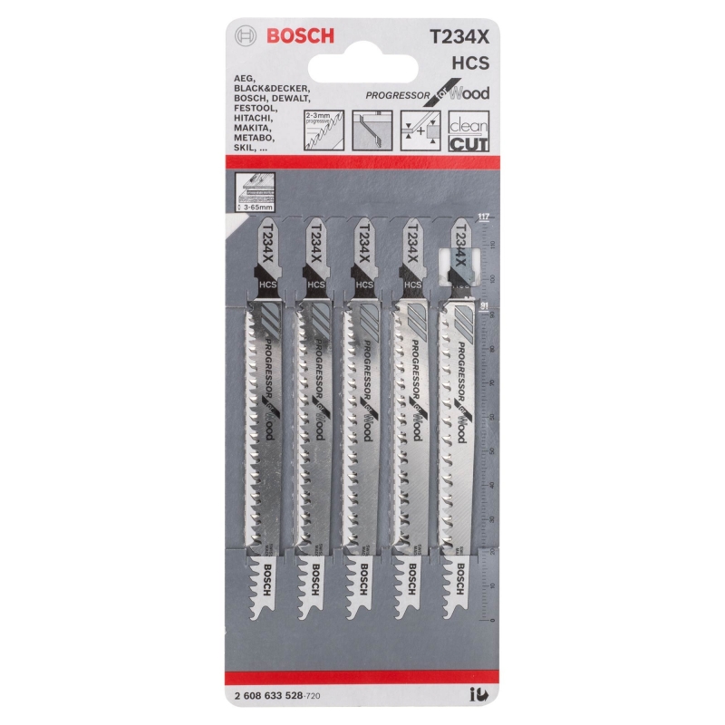 BOSCH BOSCH 2608633528 T234X Progressor Jigsaw Blades 5 Pack