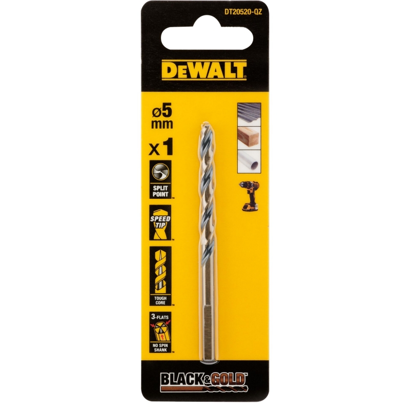 DEWALT DEWALT DT20520-QZ 5mm Black Gold HSS Drill Bit