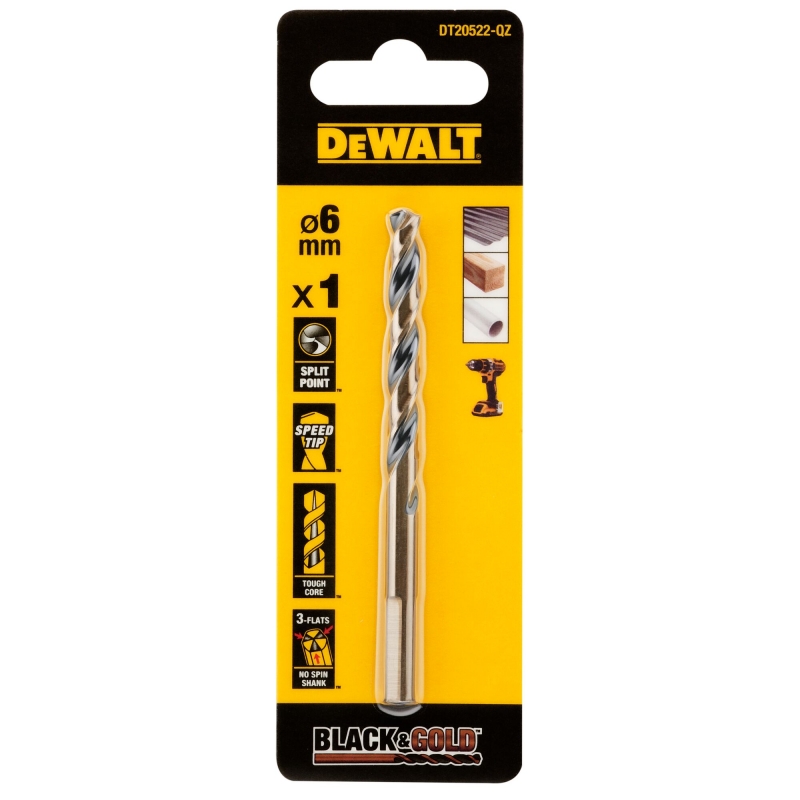 DEWALT DEWALT DT20522-QZ 6mm Black Gold HSS Drill Bit