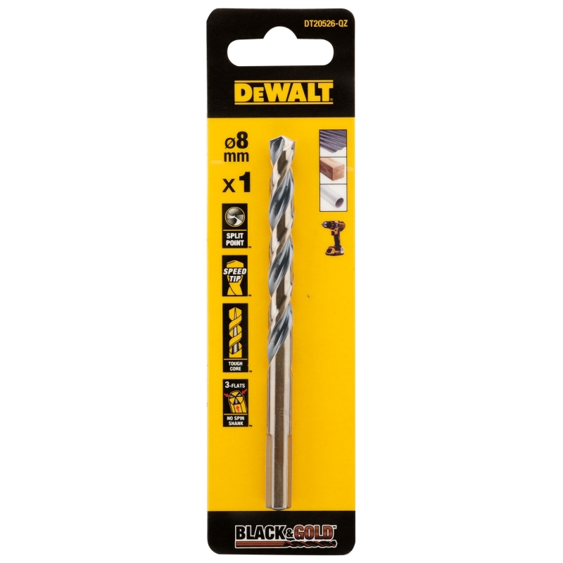 DEWALT DEWALT DT20526-QZ 8mm Black Gold HSS Drill Bit