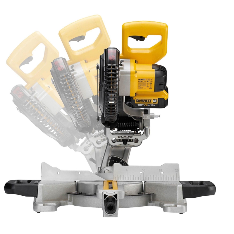 DEWALT DEWALT DCS365M2 18v Mitre Saw with 2x4ah Batteries, DE7035 Stand and DE7025 Brackets