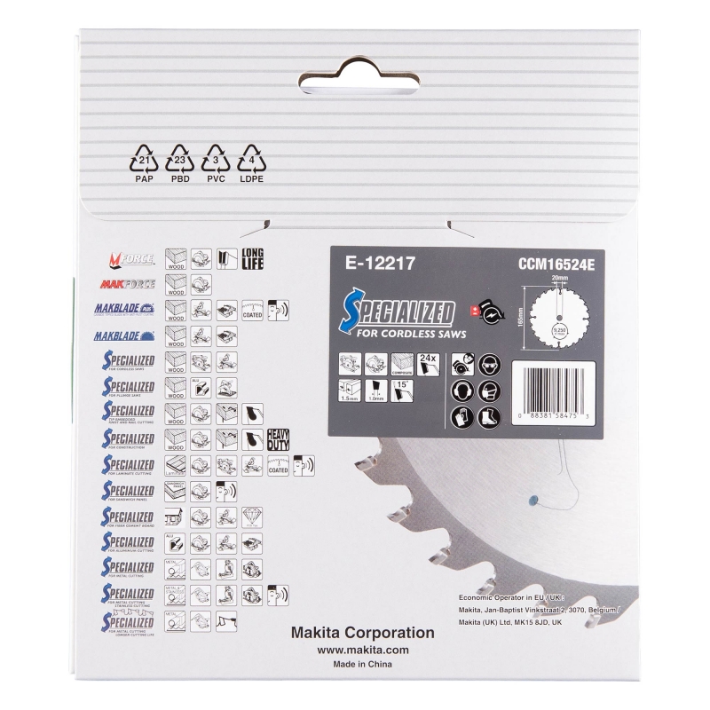 MAKITA MAKITA E-12217 165x20mm 24T Blade for Composite Decking