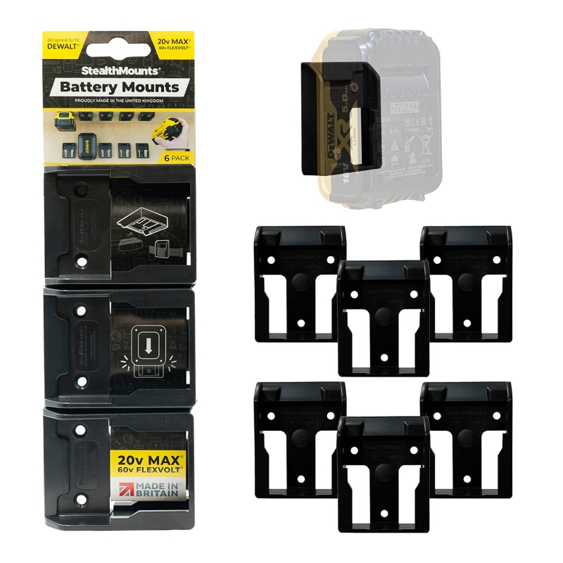 STEALTHMOUNTS STEALTHMOUNTS BM-DW20-BLK-6 Dewalt 18v Battery Mounts Black