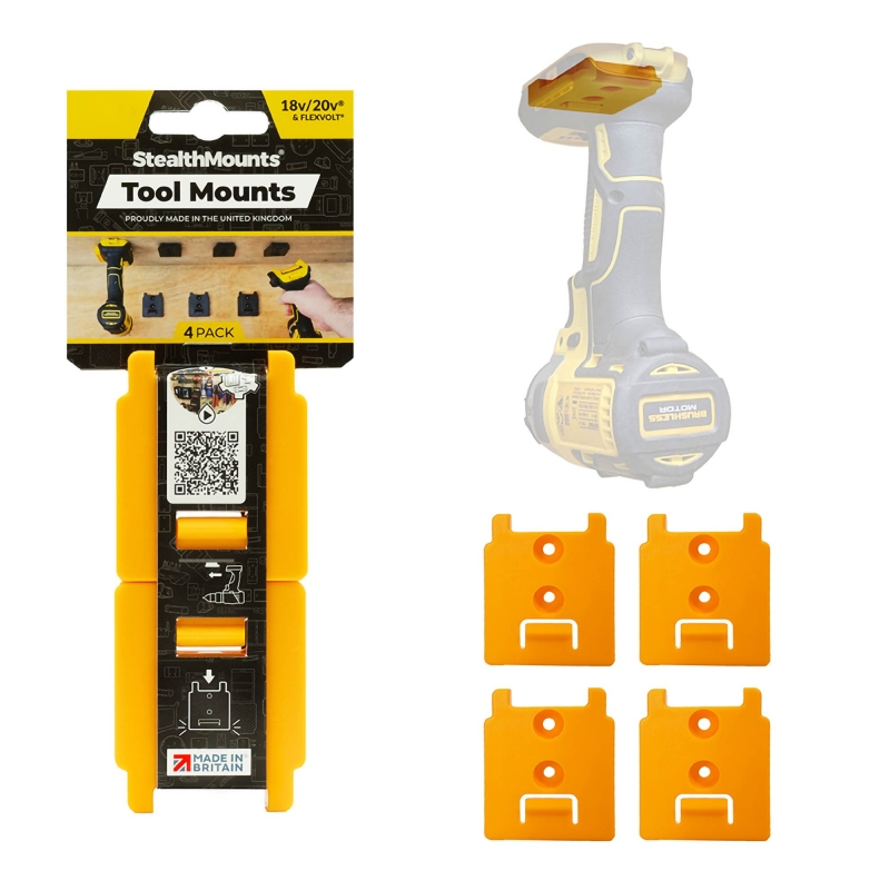 STEALTHMOUNTS STEALTHMOUNTS TM-DW18-YLW-4 Dewalt XR Tool Mounts Yellow
