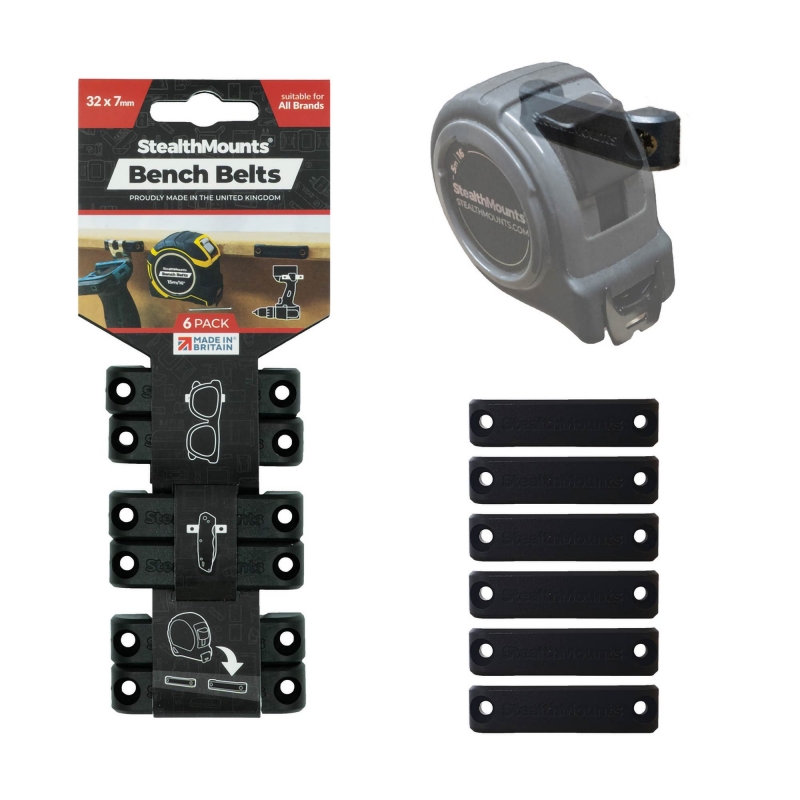 STEALTHMOUNTS STEALTHMOUNTS BB-BLK-6 Black Bench Belts 6 pack