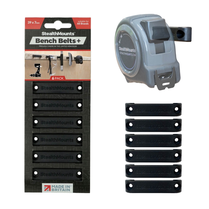 STEALTHMOUNTS STEALTHMOUNTS BB-PL-BLK-6 Black Bench Belt + 6 Pack