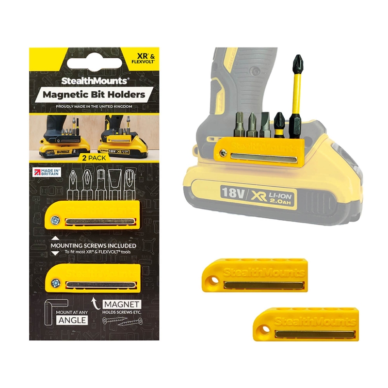 STEALTHMOUNTS STEALTHMOUNTS BH-DW-YLW-2 Bit Holder - Dewalt Yellow 2 Pack