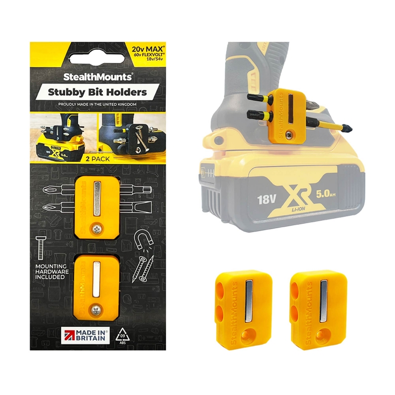 STEALTHMOUNTS STEALTHMOUNTS BH-DW-S-YLW-2 Stubby Bit Holders Dewalt Yellow