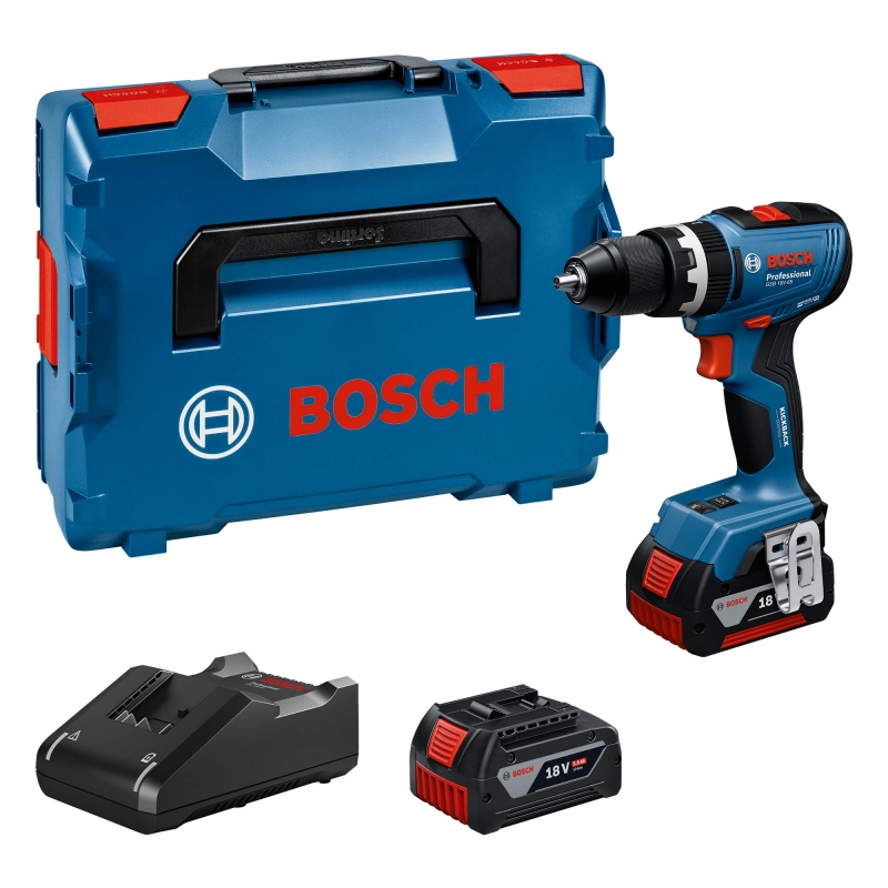 BOSCH BOSCH GSB18V-65 18v Combi Drill with 2x5ah Batteries and L-Boxx Case