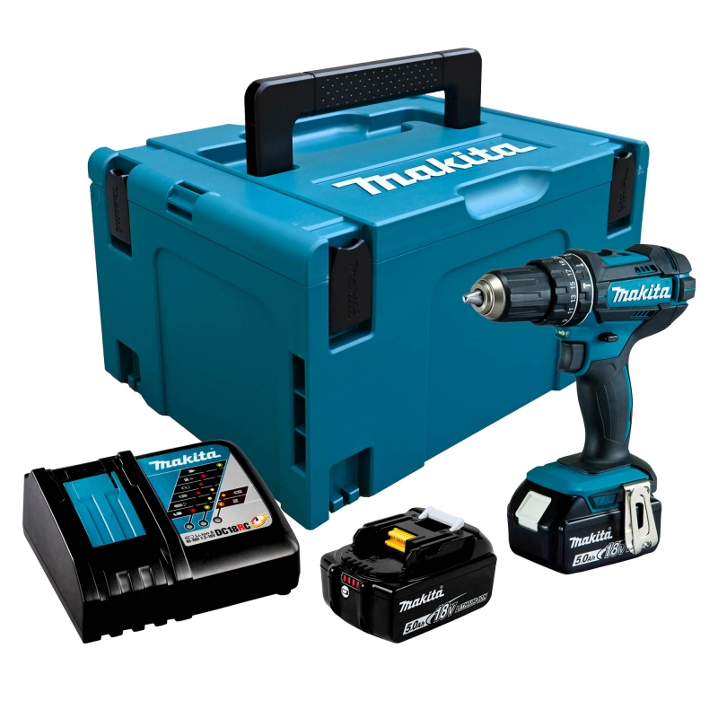 MAKITA MAKITA DHP482RTJ 18v Combi Drill with 2x5ah Batteries