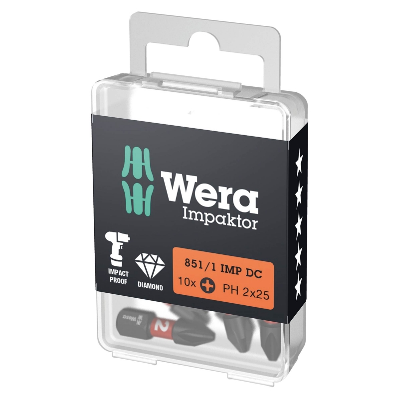 WERA WERA 851/1 IMP DC PH Impaktor PH2x25mm bits (10 Packs)