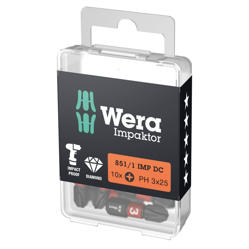 WERA WERA 851/1 IMP DC PH Impaktor PH3x25mm bits (10 Pack)